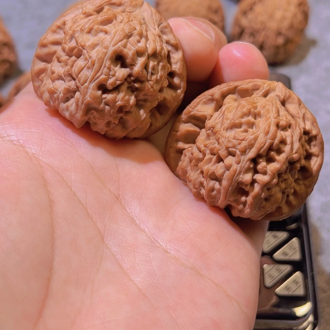 桃核把件40×41白狮子三角白核桃