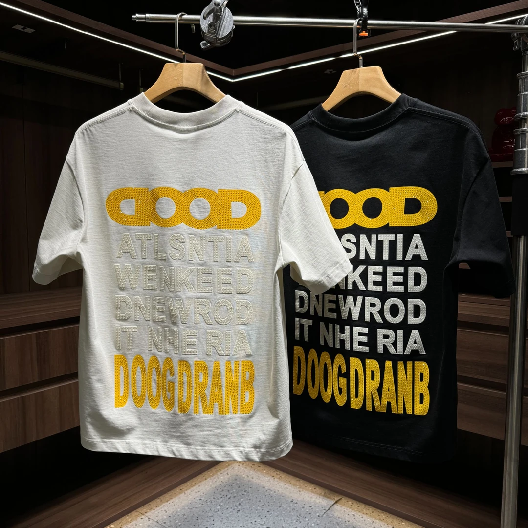 56308夏季新款高街潮流烫钻设计日系百搭重磅情侣款短袖