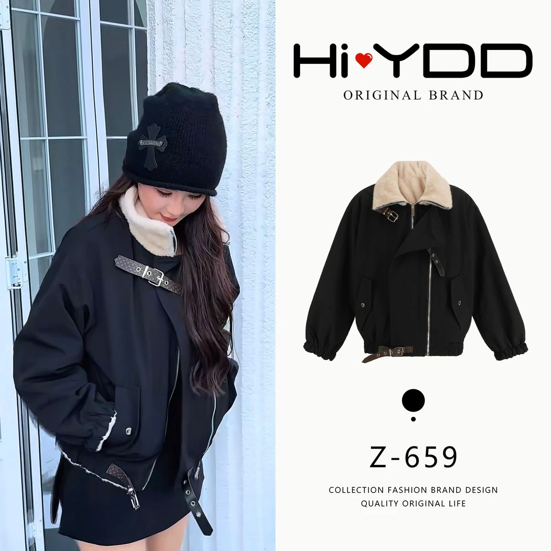 YDD•「Z-659」复古毛绒翻领棉服外套夹棉保暖休闲短款上衣MM-8906