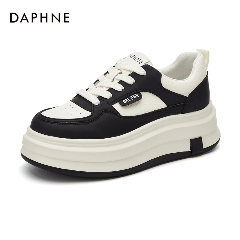 达芙妮厚底黑白熊猫板鞋女2025春季新款时尚休闲运动鞋增高小白鞋