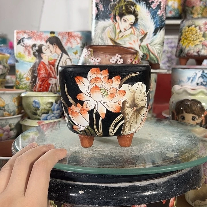 满38包邮 景德镇幸运花盆