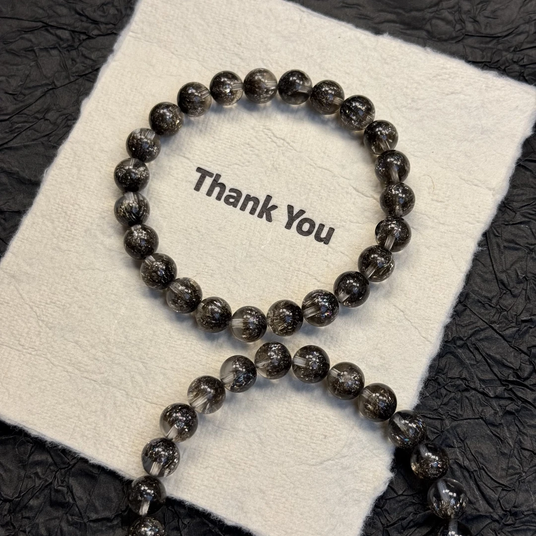 黑白烟花超七高品质水晶聚宝盆手串8mm+ 多样性发一 W165