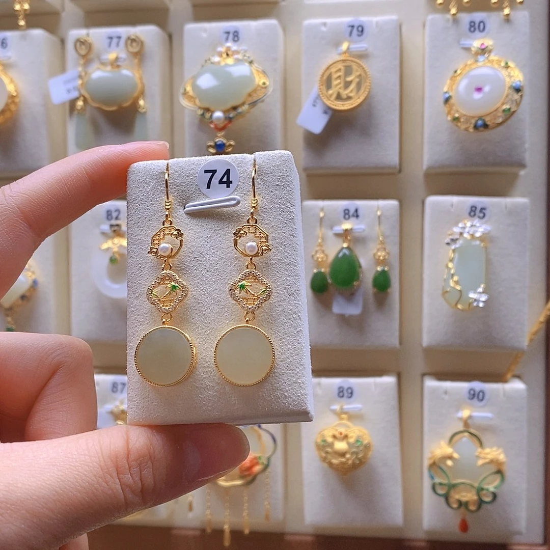 和田玉颈饰银S925镶嵌