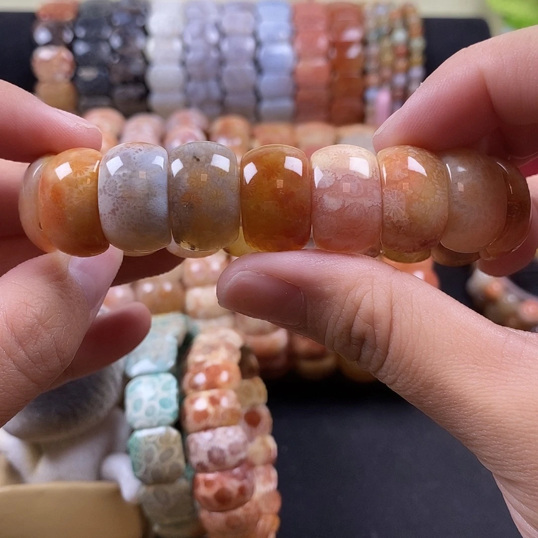 硅化珊瑚（珊瑚玉）未镶嵌手牌冰彩花 10