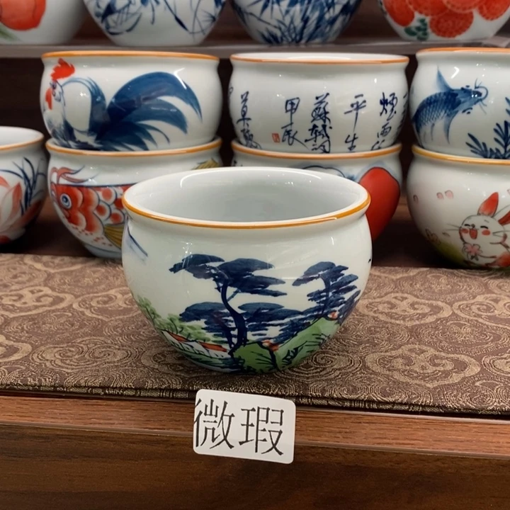 釉下彩老陶泥手工绘制