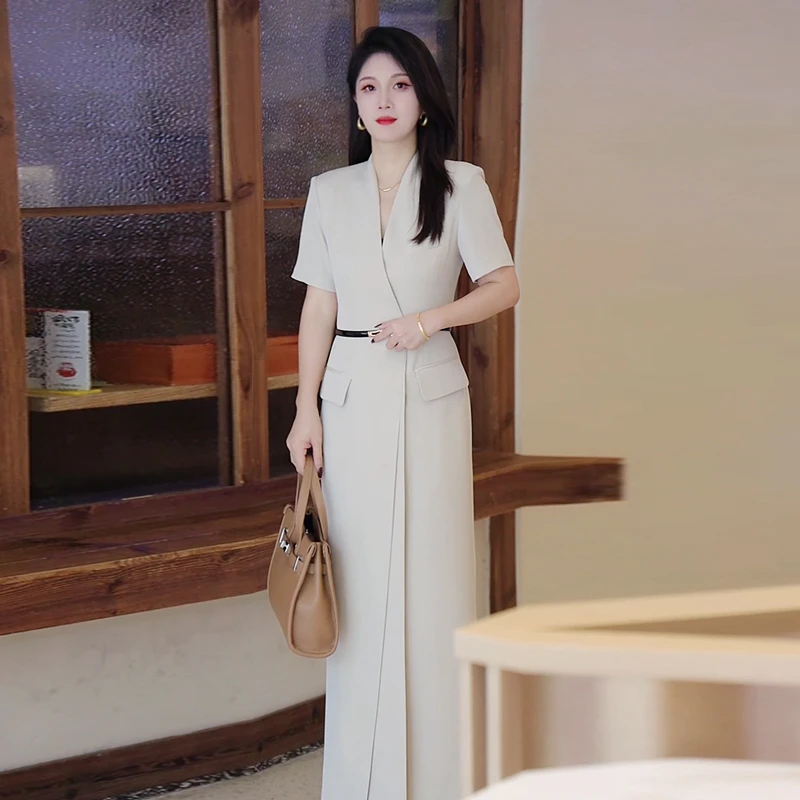 连衣裙女夏季新款时尚气质休闲高级感长款显瘦直筒裙Q8031