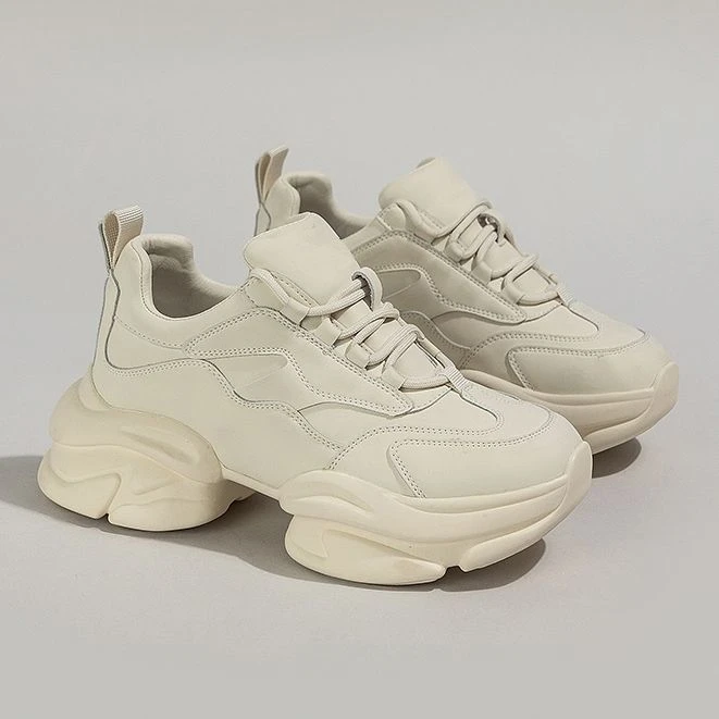 真皮老爹鞋女新款厚底小白鞋时尚百搭休闲鞋透气运动鞋YJ8003