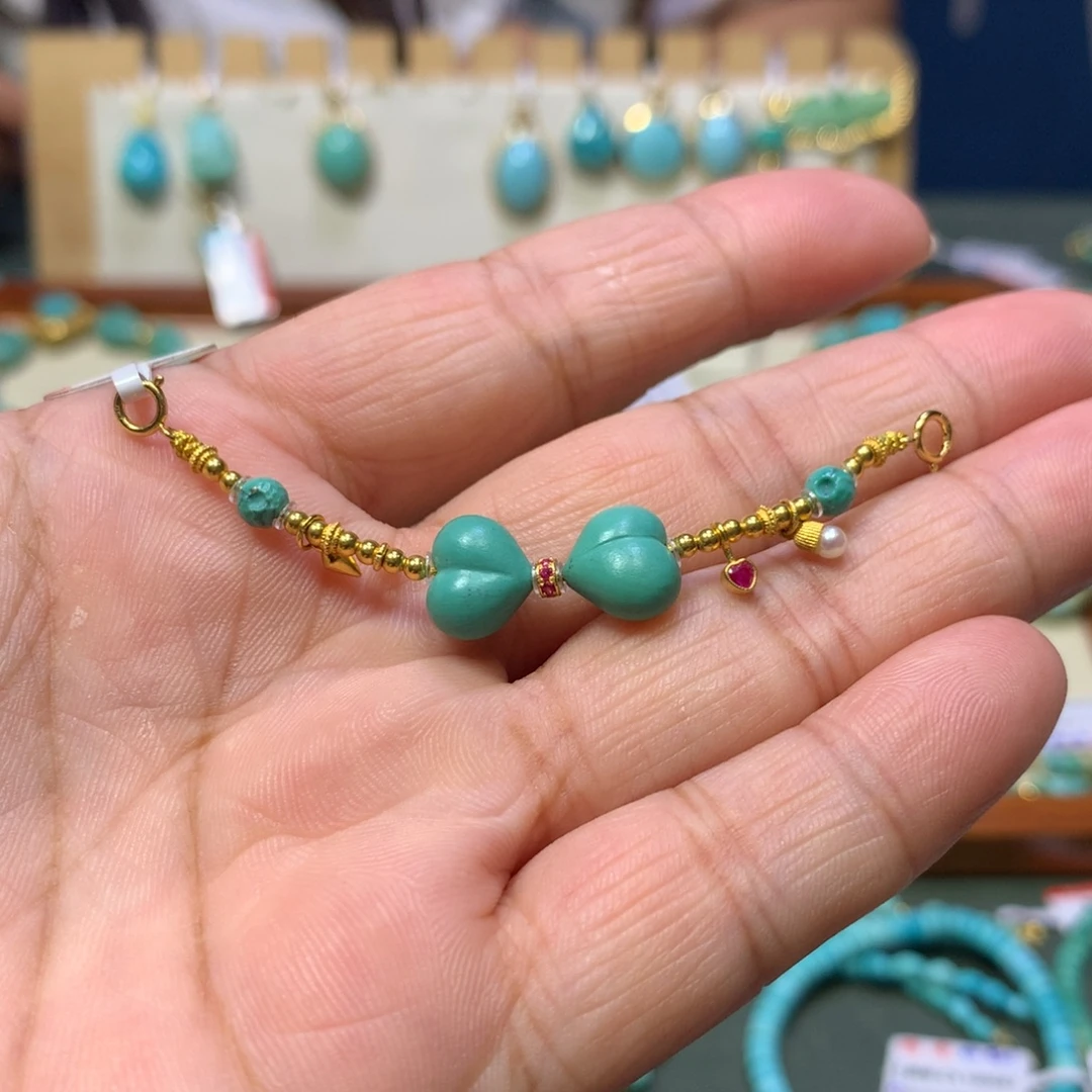 绿松石18K金镶嵌半链