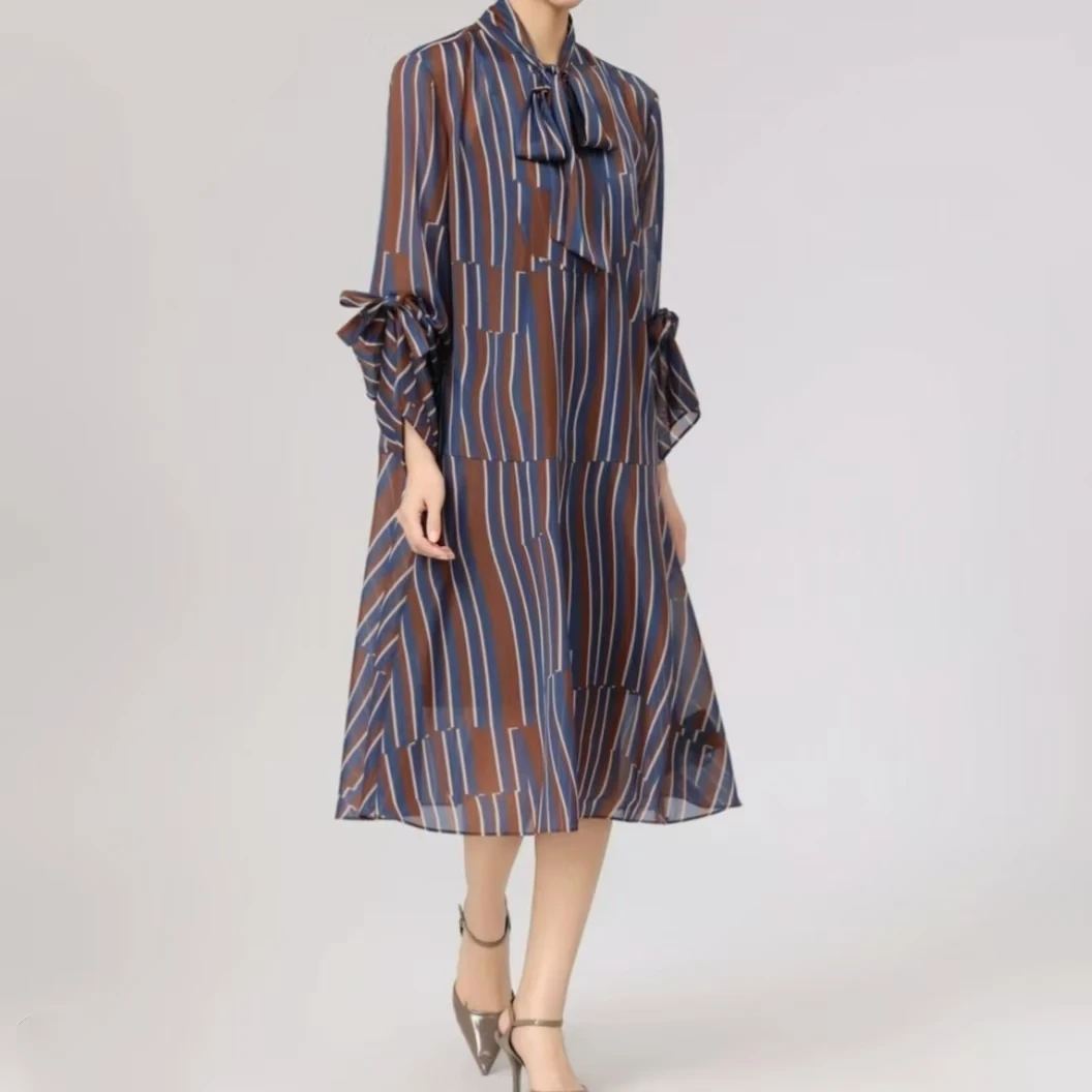 AMASS/阿玛施25年新款宽松中袖飘带中长款洋装连衣裙 5500554