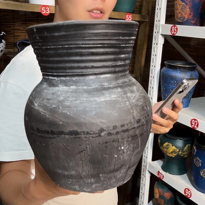红陶浮雕花盆炸炸炸