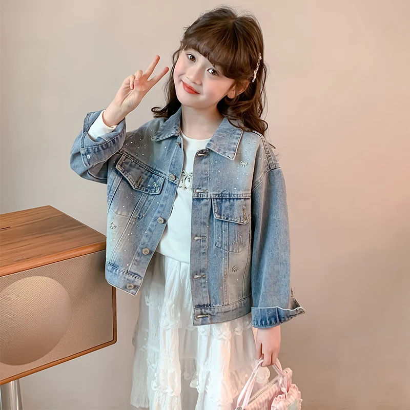 女童牛仔外套2025新款套装春秋款时尚洋气时髦中大童女孩秋装套装