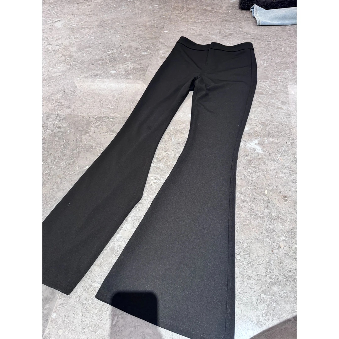 DUOMI【大长腿秘密】黑色喇叭裤净版加绒阔腿裤