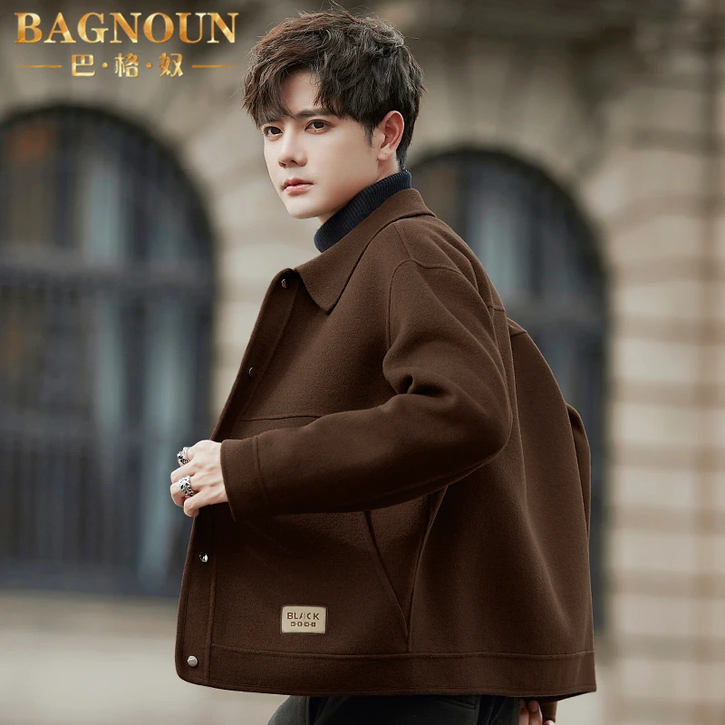 巴格奴夹克男士秋冬季新款时尚高端休闲双面羊毛呢子中年潮流外套