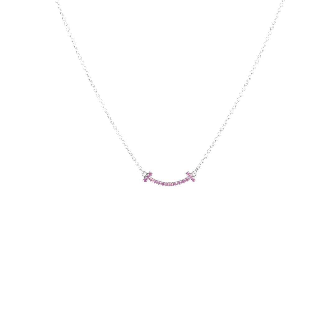 99新 Tiffany & Co./蒂芙尼 【念念】Tiffany T 微笑项链 mini 满钻
