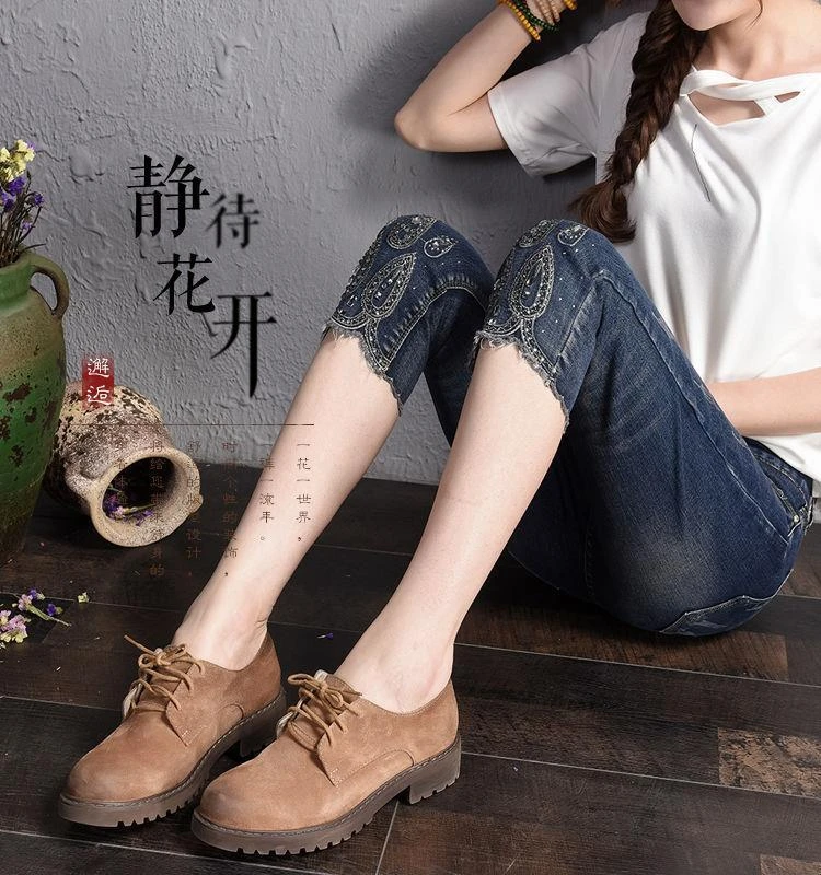 烫钻七分牛仔裤子女小个子显腿长韩版弹力刺绣小脚铅笔裤夏季薄款