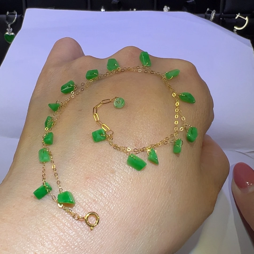 翡翠颈饰18K金镶嵌手链