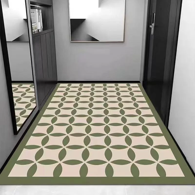 绿色连环硅藻泥地垫浴室吸水防滑厕所玄关卧室毯