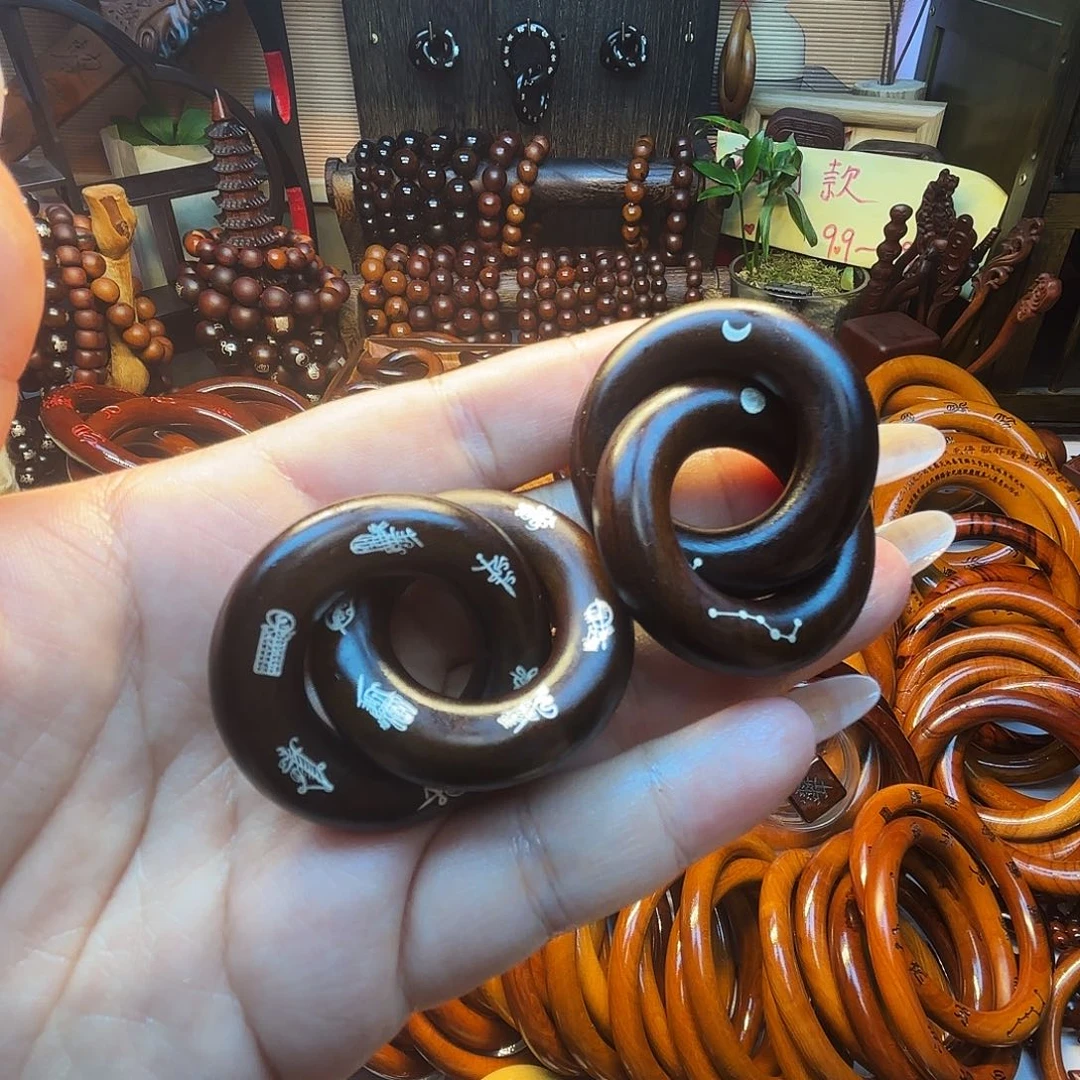 木枣木玉化25圈口乾坤圈福利款镶银双面