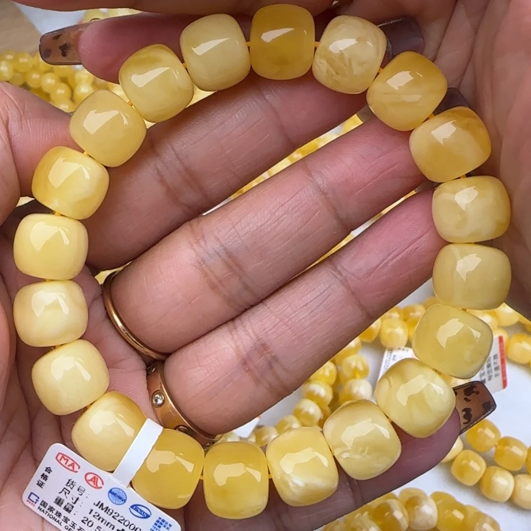 蜜蜡手链未镶嵌白花老型手串