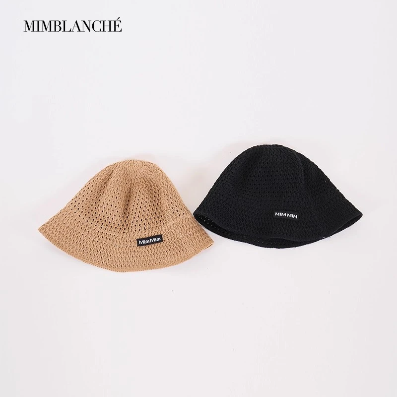 MIMBLANCHE夏季透气镂空针织渔夫帽盆帽遮阳帽