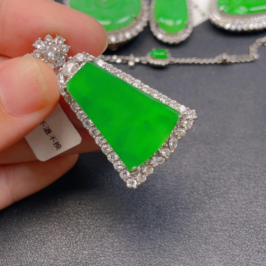 翡翠银S925镶嵌吊坠(不含链)