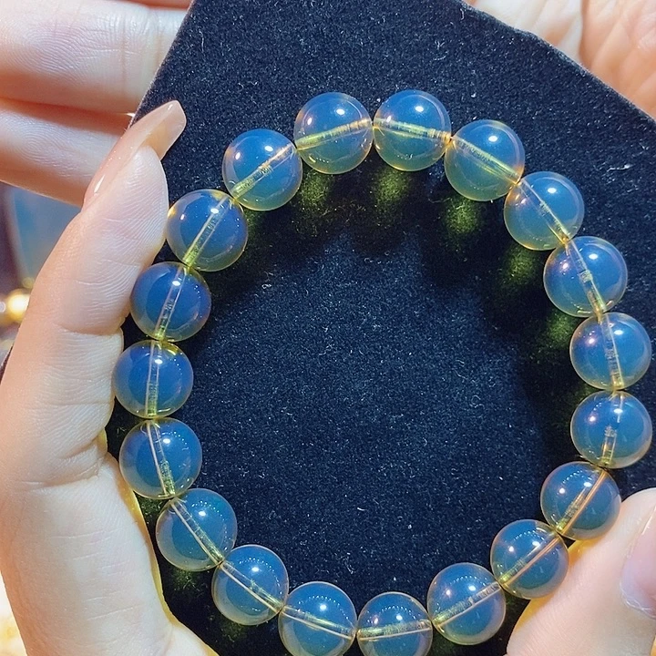 蓝珀未镶嵌珠宝奇石墨西哥蓝珀手串10