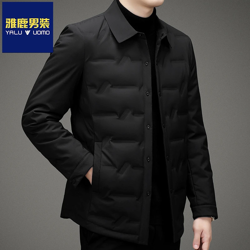 【轻薄款90白鸭绒】雅鹿男装男士冬季保暖商务翻领时尚秋羽绒外套潮