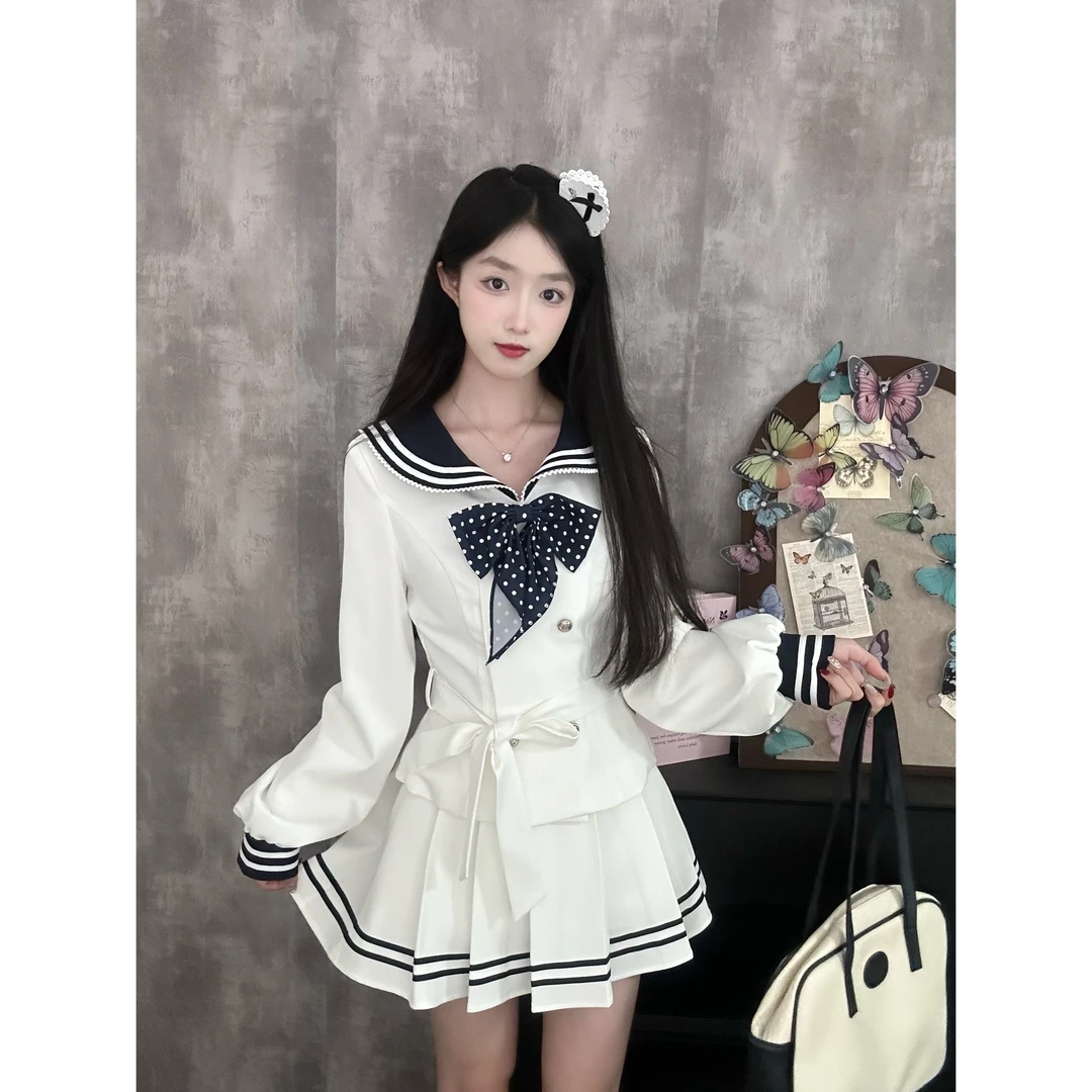 【元气少女】冬季甜美少女风小众收腰上衣半裙套装 极光原创学院风