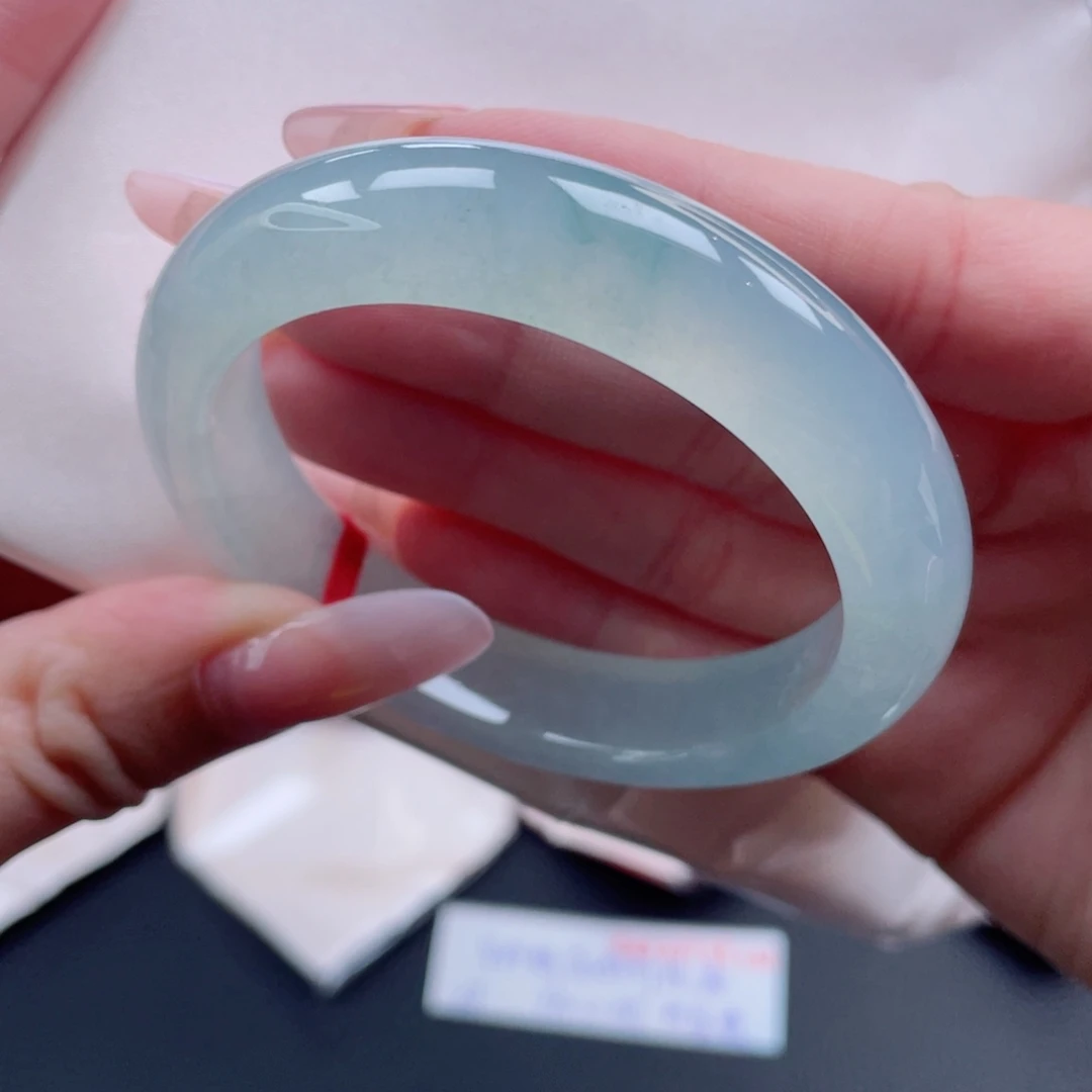 未镶嵌手镯翡翠52.3冰湖蓝 高级有质感 深邃迷人50号