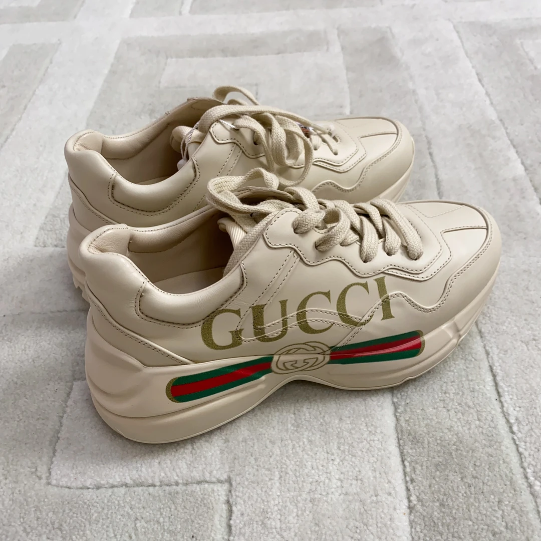 95新 GUCCI/古驰 麦殿/牛皮双G老爹鞋36.5码/250116VXC8X03