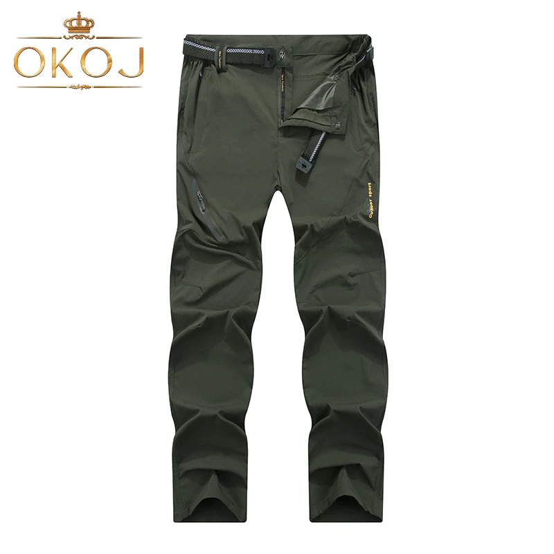 OKOJ冲锋裤子男女春秋季新款户外登山裤防水弹力大码多口袋工装裤
