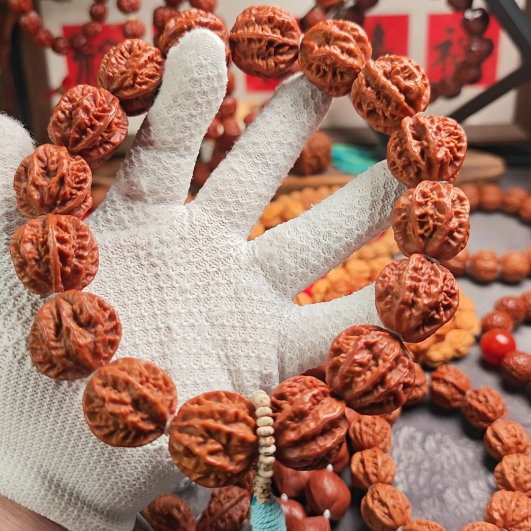 文玩核桃手串粗筋肉筋八楞手持楸子核桃手串