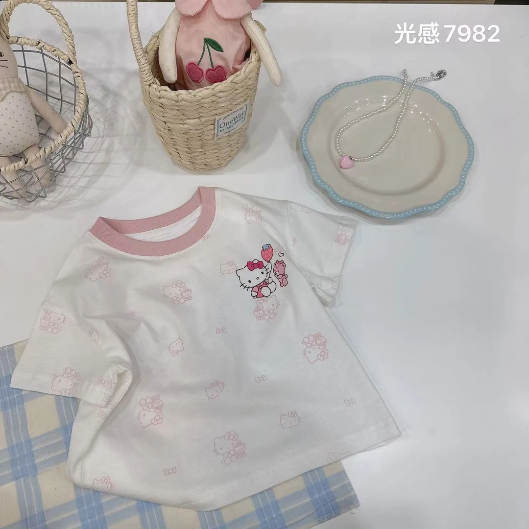 男女童纯棉趣味光变卡通短袖T恤夏季新款上衣