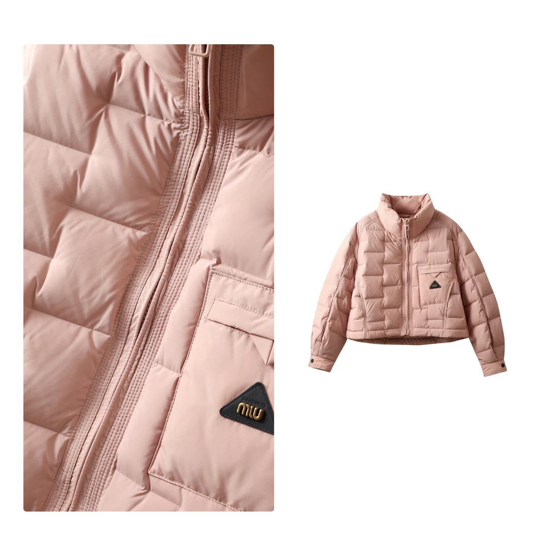 门店12&59！冬日轻量出行~90鸭绒立领短款加厚保暖羽绒服女M13394