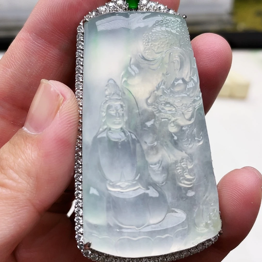 翡翠18K金镶嵌吊坠(不含链)