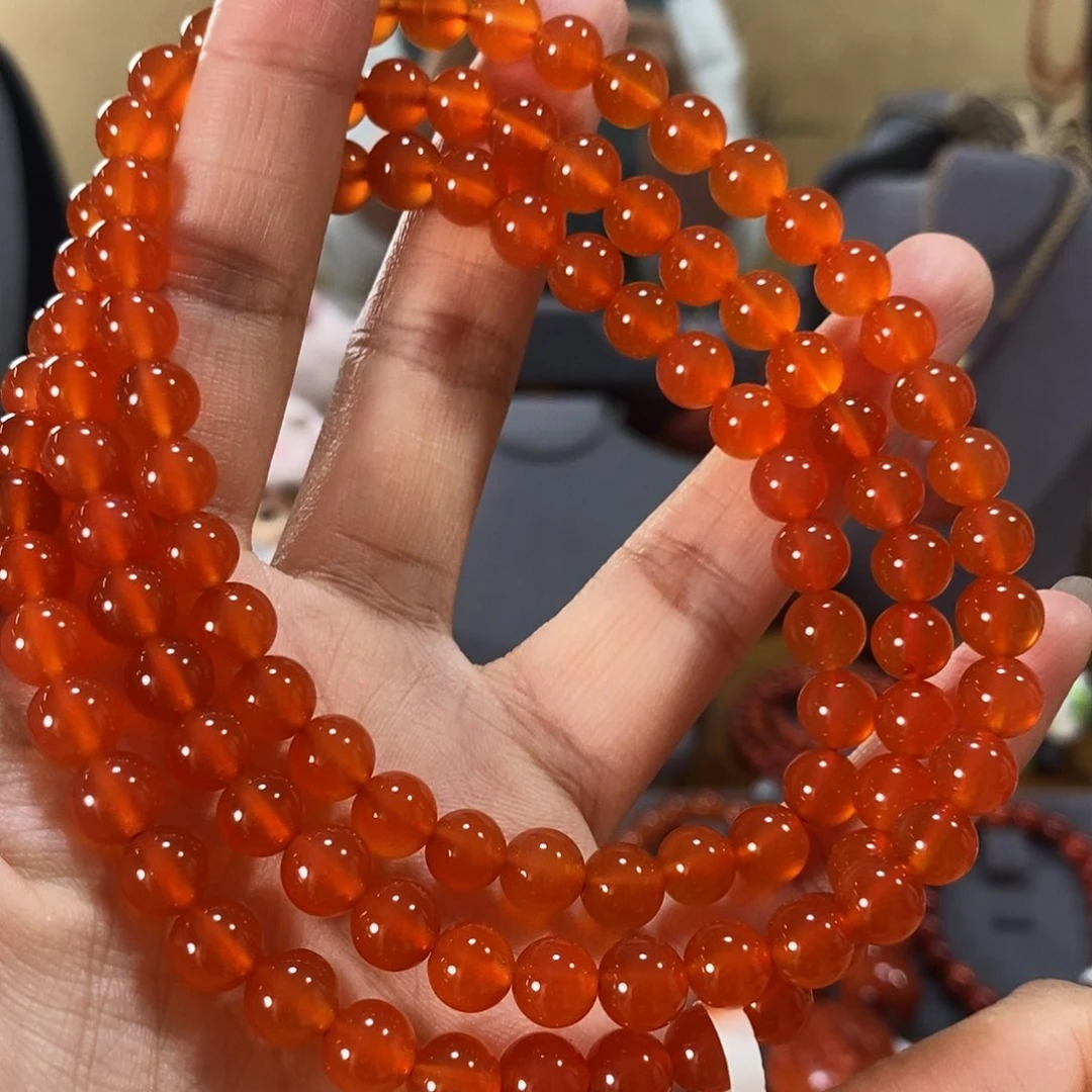 未镶嵌多圈7.5原矿南红玛瑙兰***香