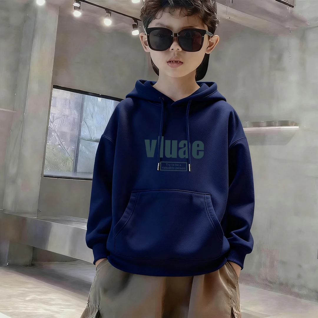 男童连帽卫衣秋款oversize宽松中大儿童衣服秋冬新款加绒青少年潮