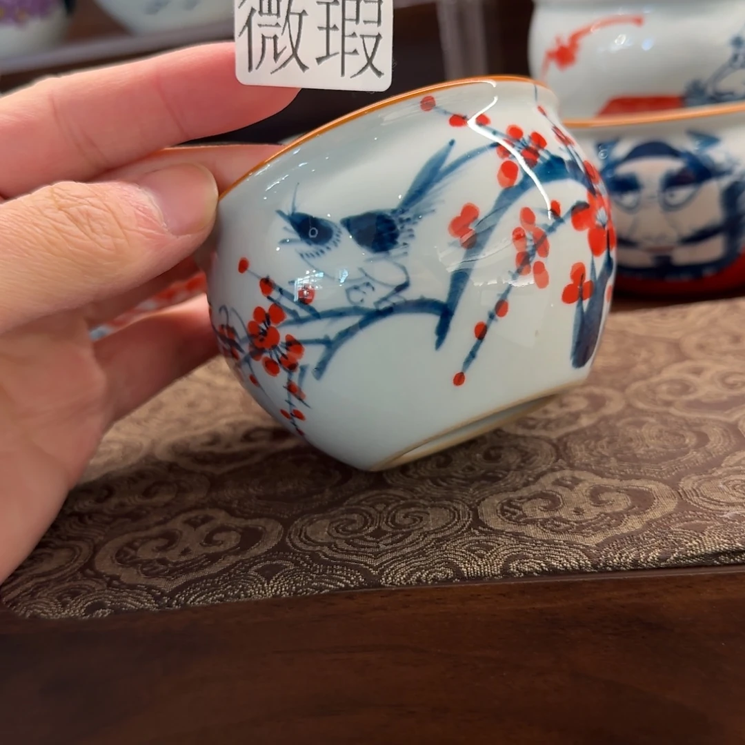 釉下手绘茶具微瑕