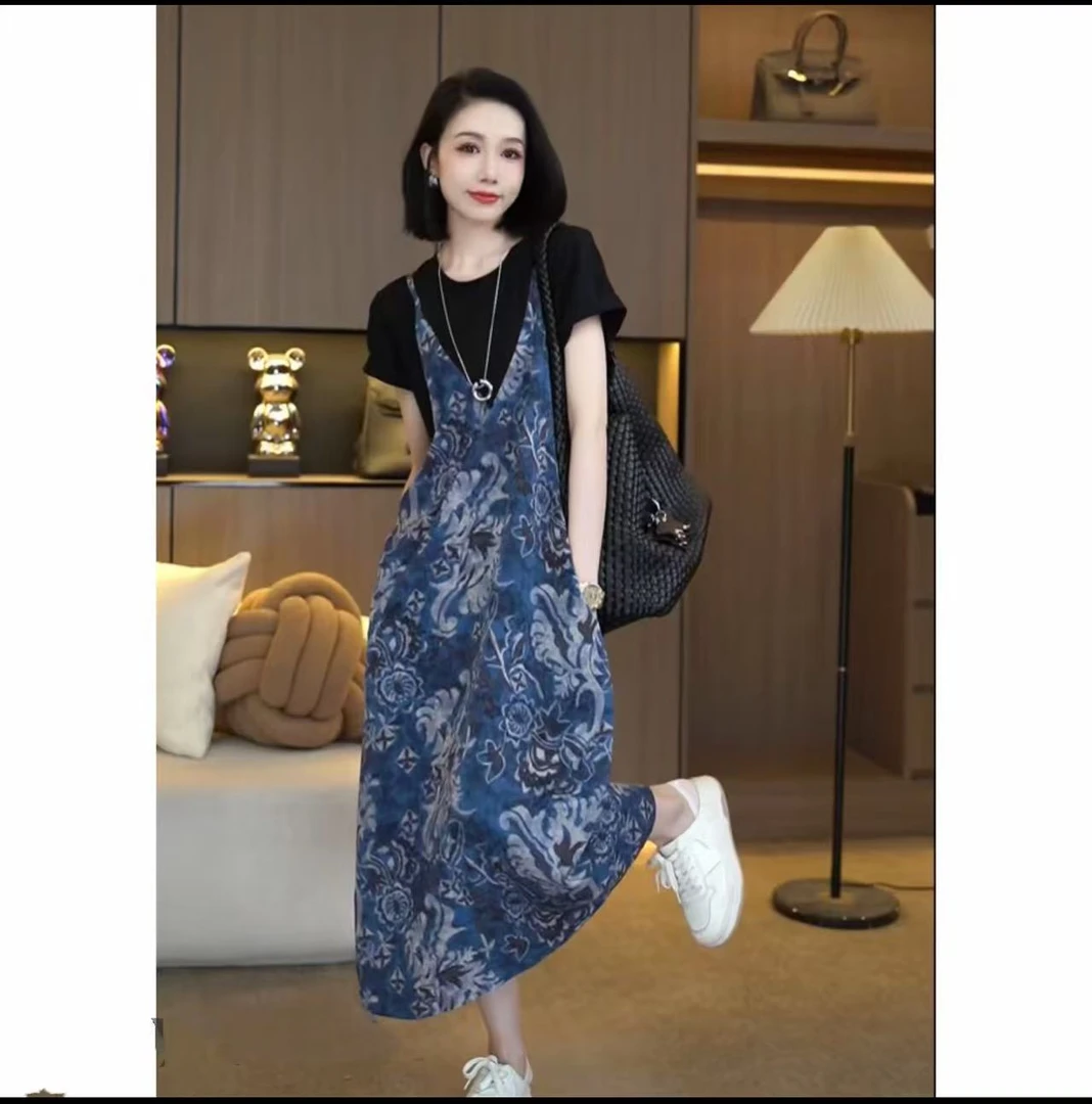 【黑澜花】女式复古洋气衣服女老钱风松弛感女装气质连衣裙子