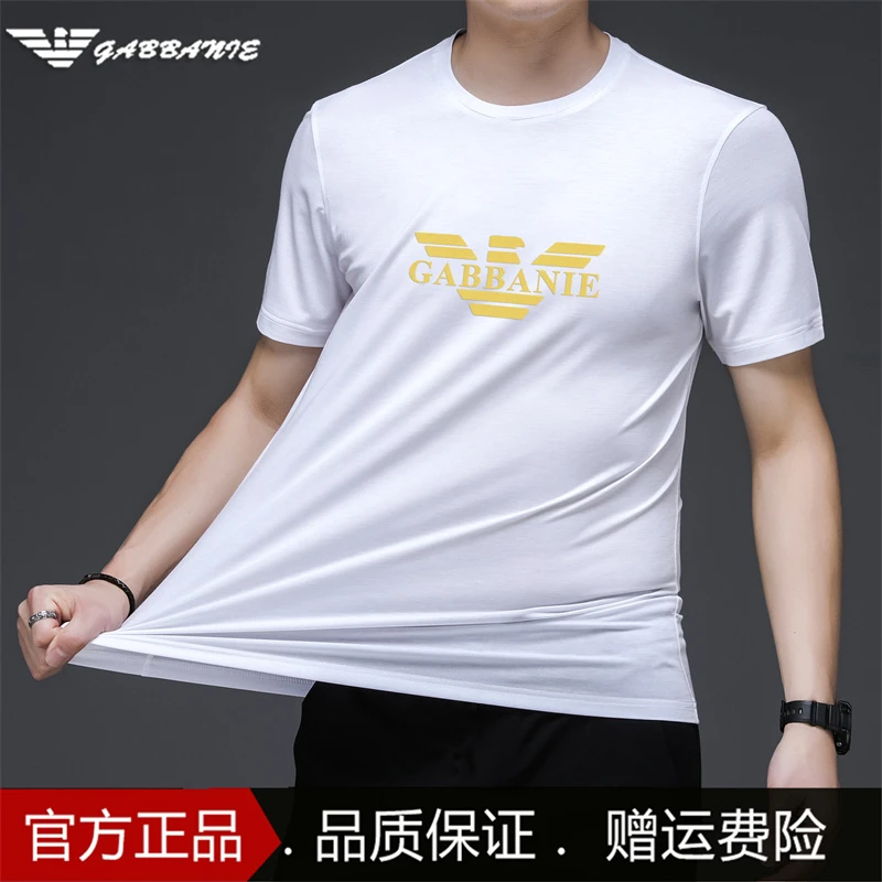 意大利品牌2025夏季新款GABBANIE短袖t恤男士圆领高档通勤上衣