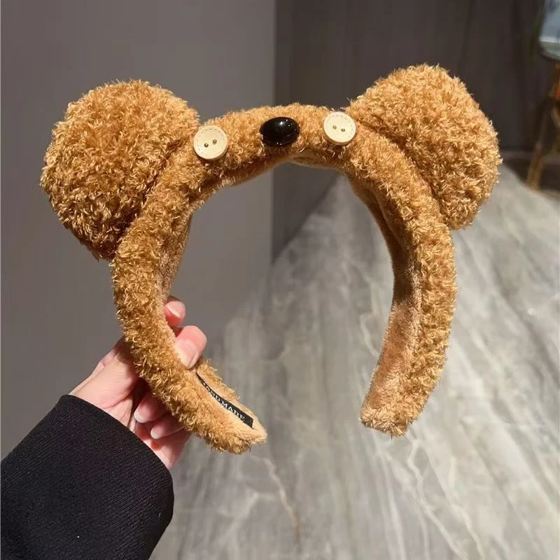 新款小熊发箍洗脸拍照卡通毛绒可爱洗脸头箍发饰b