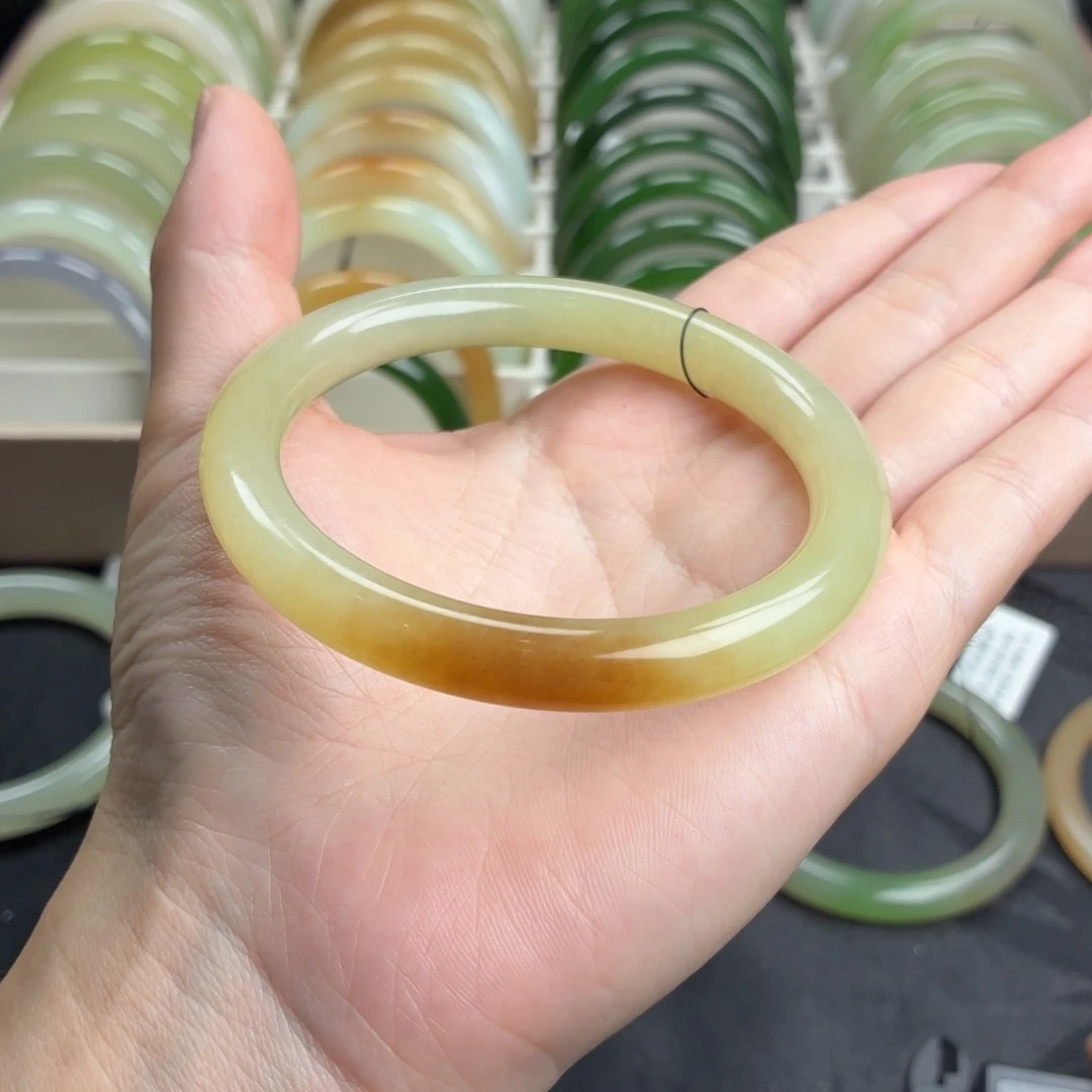 和田玉未镶嵌手镯-黄口➕一口红糖美人条32