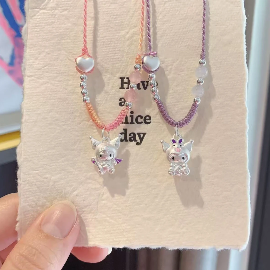 吊坠足银 999足银天使库洛米吊坠项链可爱少女小众韩版亲子编织