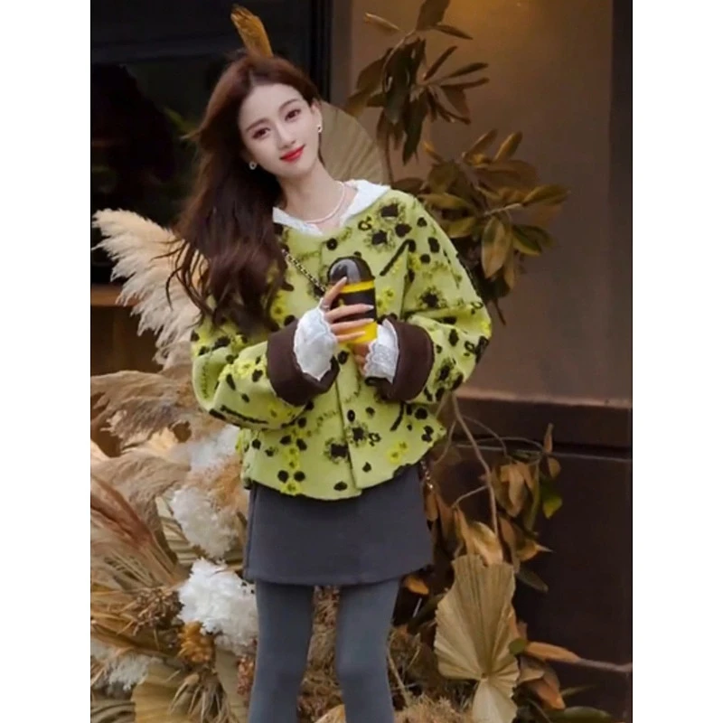 哥弟阿玛施正品2025冬季新款时尚洋气开衫上衣小众设计感立体花朵