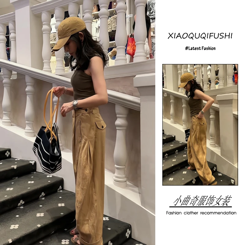 夏季2025新款一整套女装街头辣妹风时尚穿搭无袖上衣阔腿裤两件套