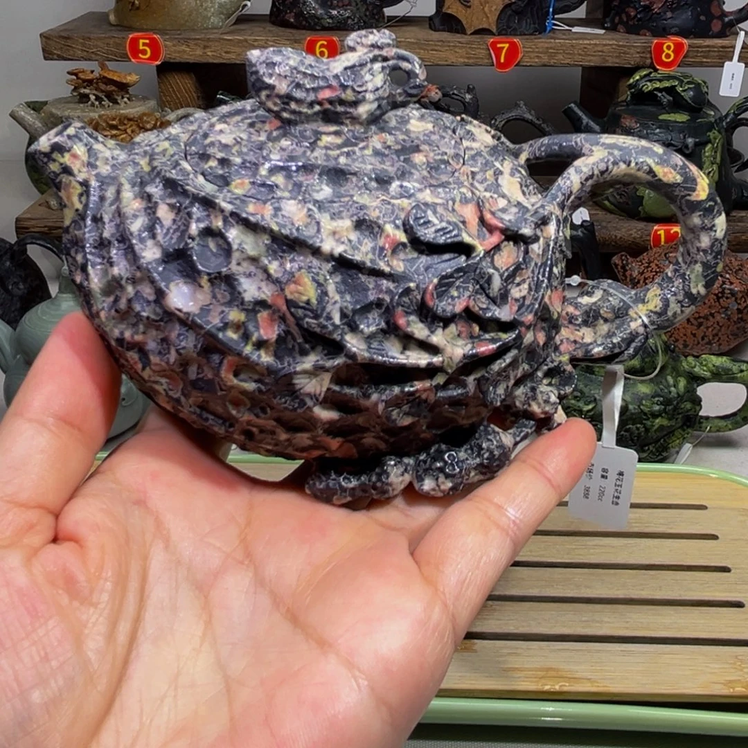 石材梅花玉安山玉花生壶220C