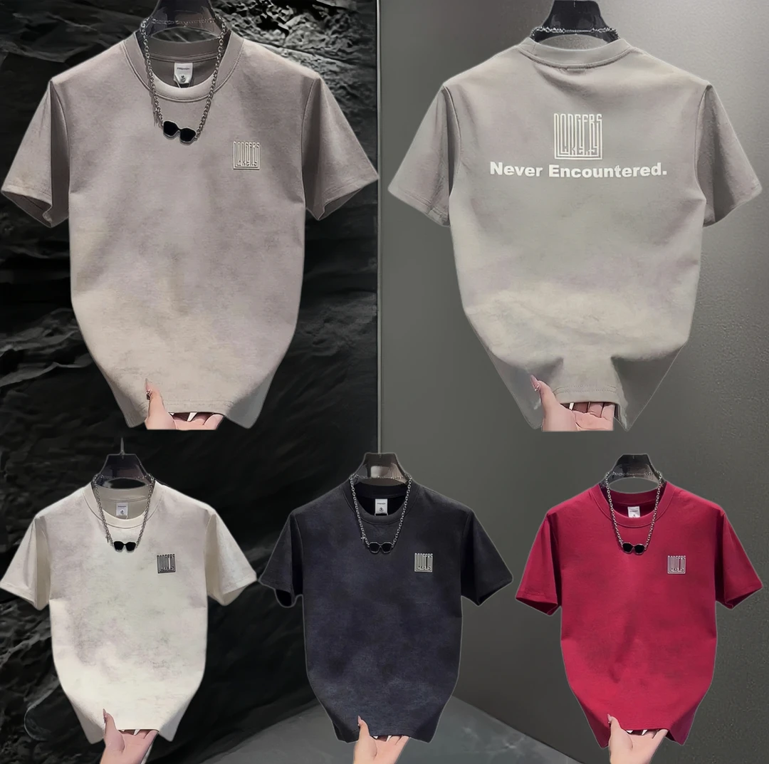 【液氨棉复古扎染短袖】6007夏季时尚潮流薄款透气男装半袖圆领T恤