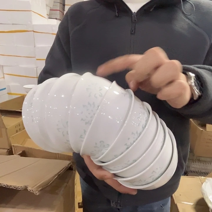 瓷片景德镇陶瓷白玲珑米饭碗10只