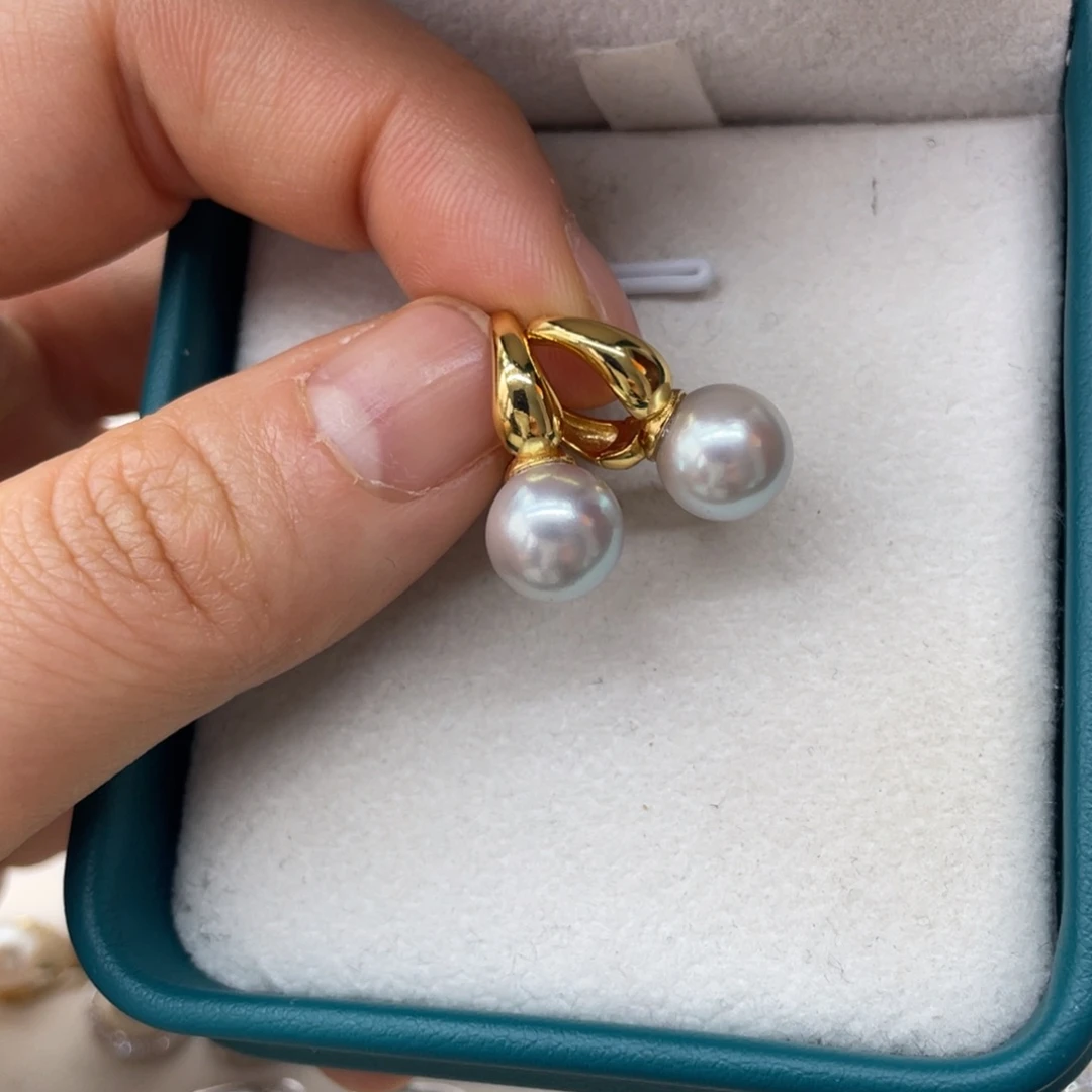 银S925镶嵌海水珍珠耳饰