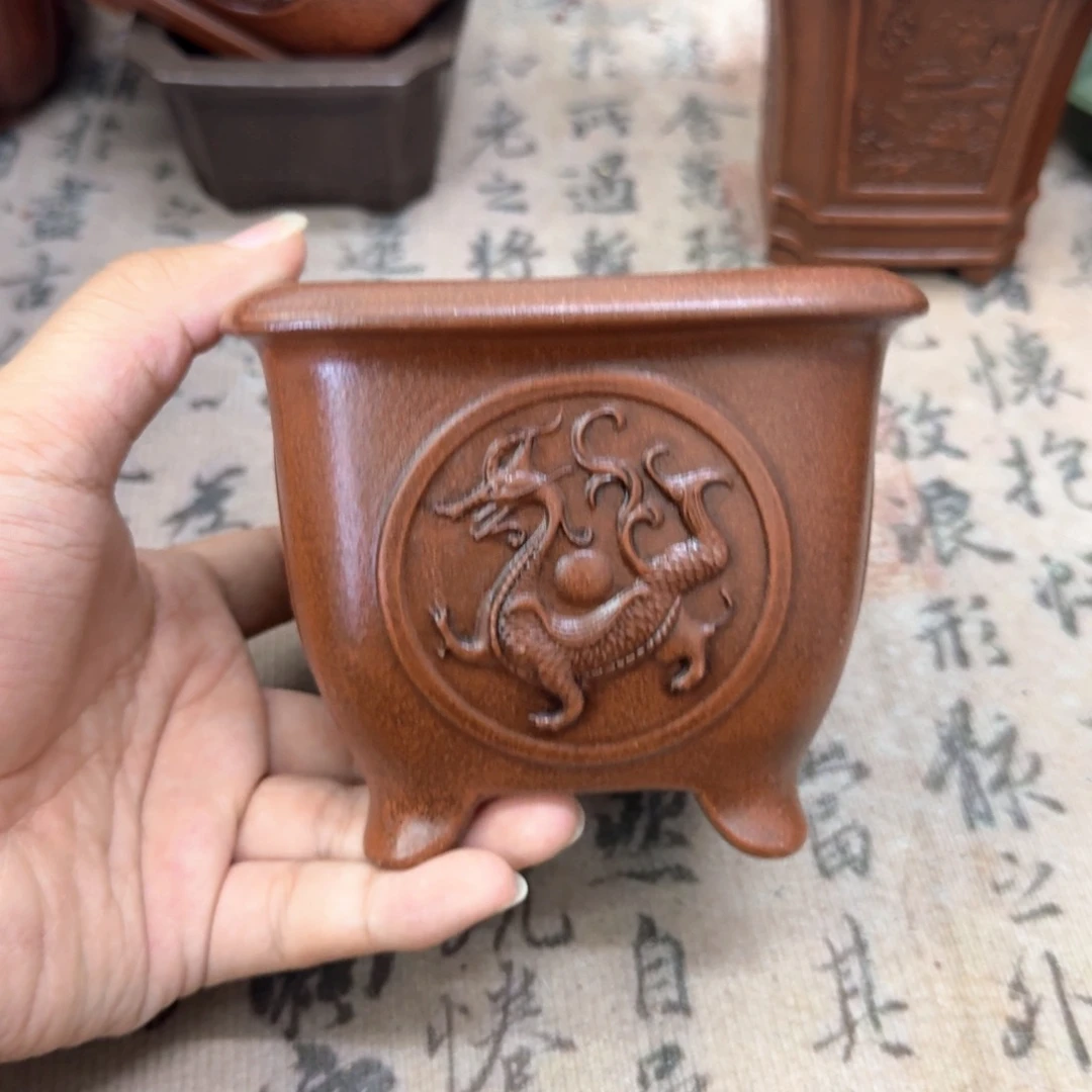 紫砂花盆9.5x8内经紫砂花盆